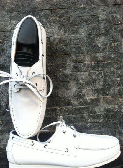 White Calf Leather Paraboot Barth boat shoes