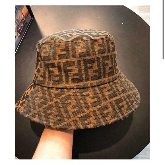 Fendi brown canvas bucket hat